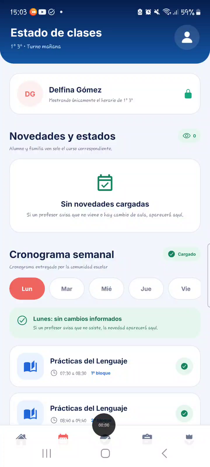 Cronograma semanal